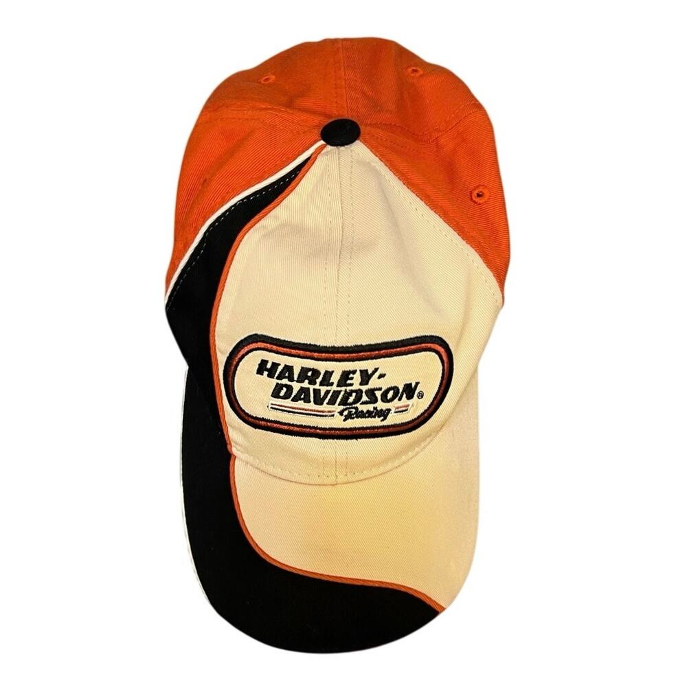 Harley Davidson Racing Black and Orange Baseball Cap Size L/XL